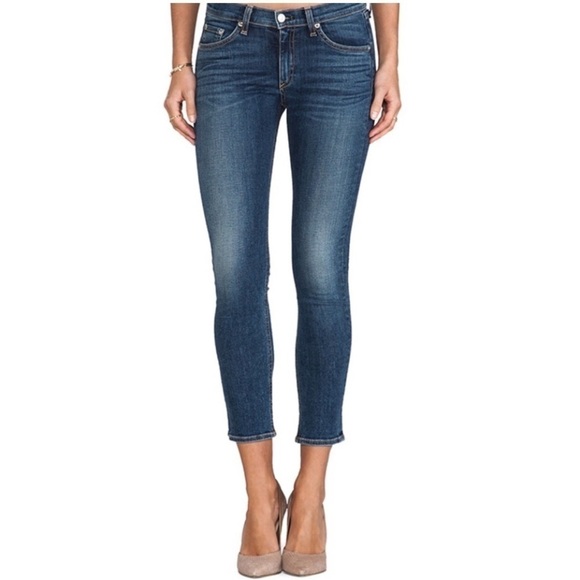 Rag & Bone Mid Rise Slim Leg Capri Blue Denim Jeans - Size 25 - Picture 2 of 13